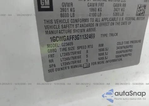 2016 Chevrolet Express Cargo Van z USA, uszkodzony, nr VIN 1GCWGAFF3G1132469